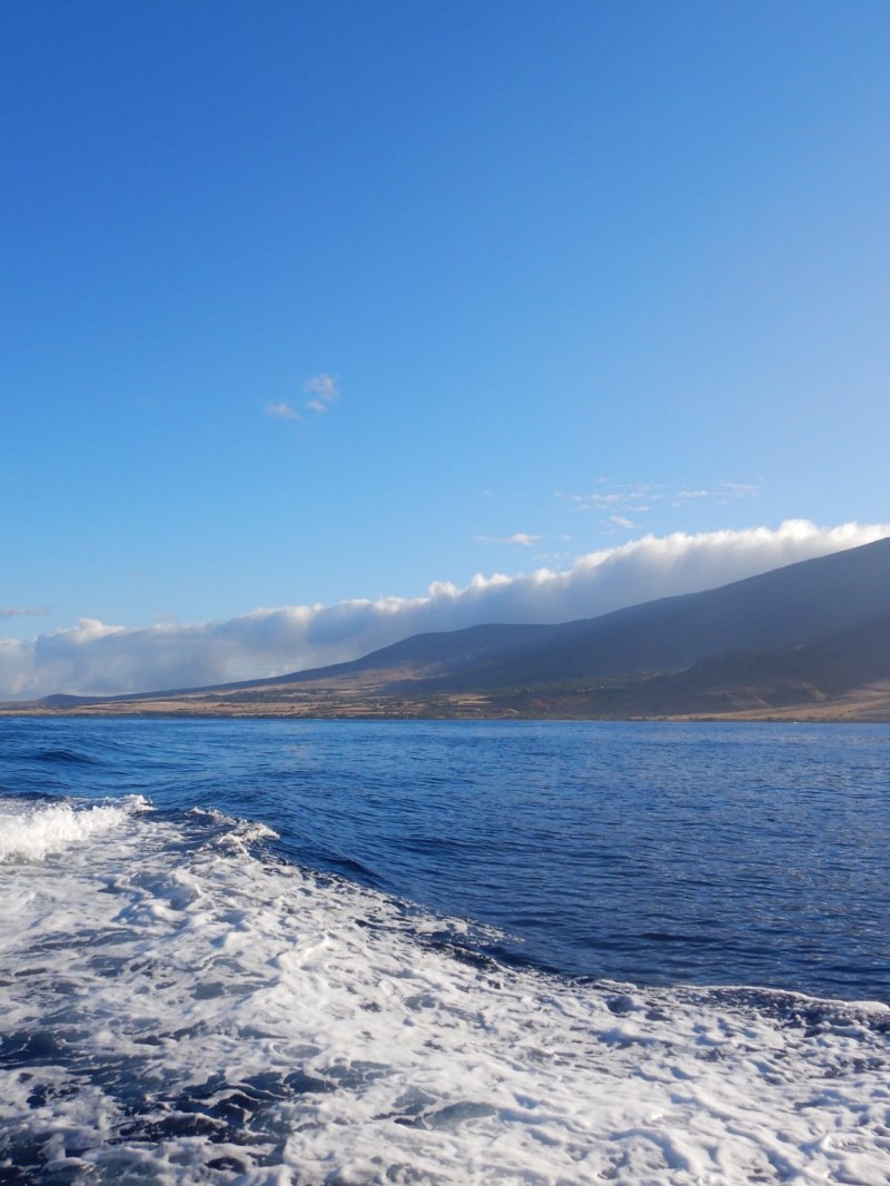 a body of water with a mountain in the background